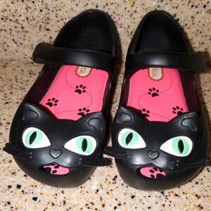 Mini Melissa Black 3d Cat Ultragirl Mary Jane size 7 toddler